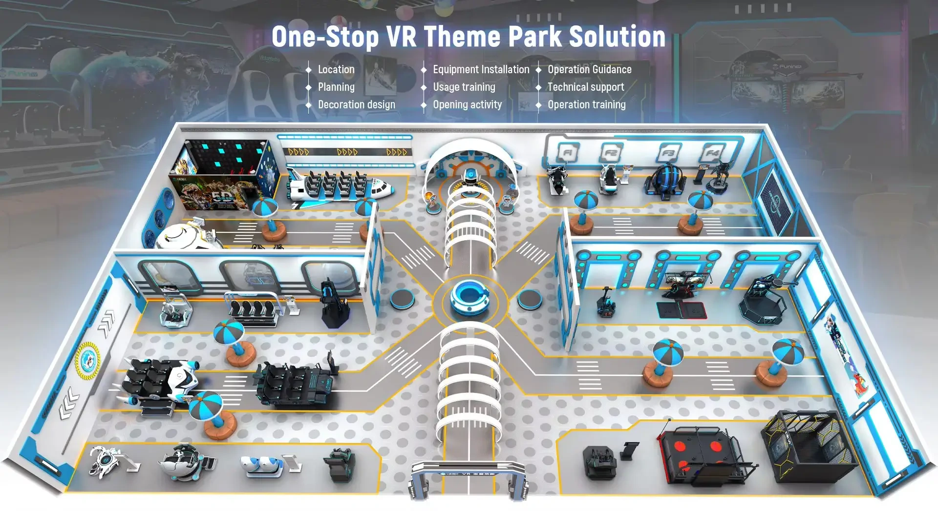 Fun Levao commercial VR simulator factory production area