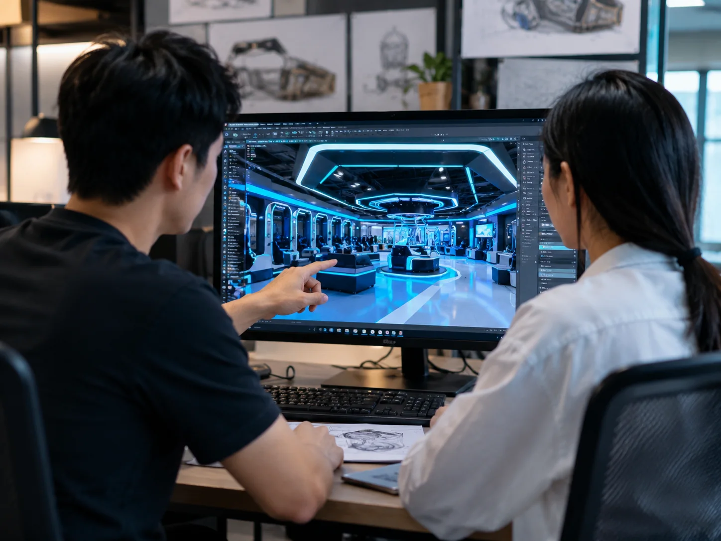 CAD and 3D VR arcade venue design