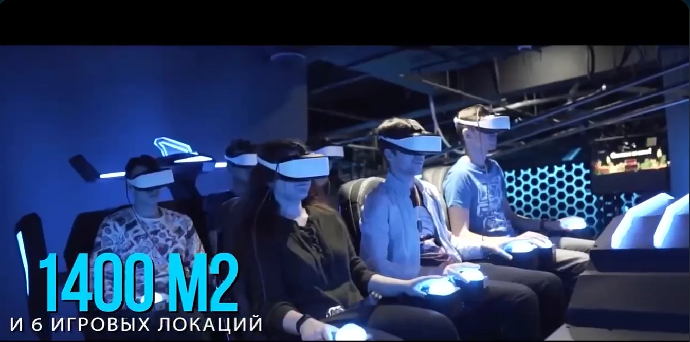 Visitors using multi-seat VR equipment at the Belarus experience center