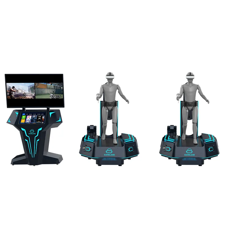 VR treadmill machine full view in a VR arcade setup