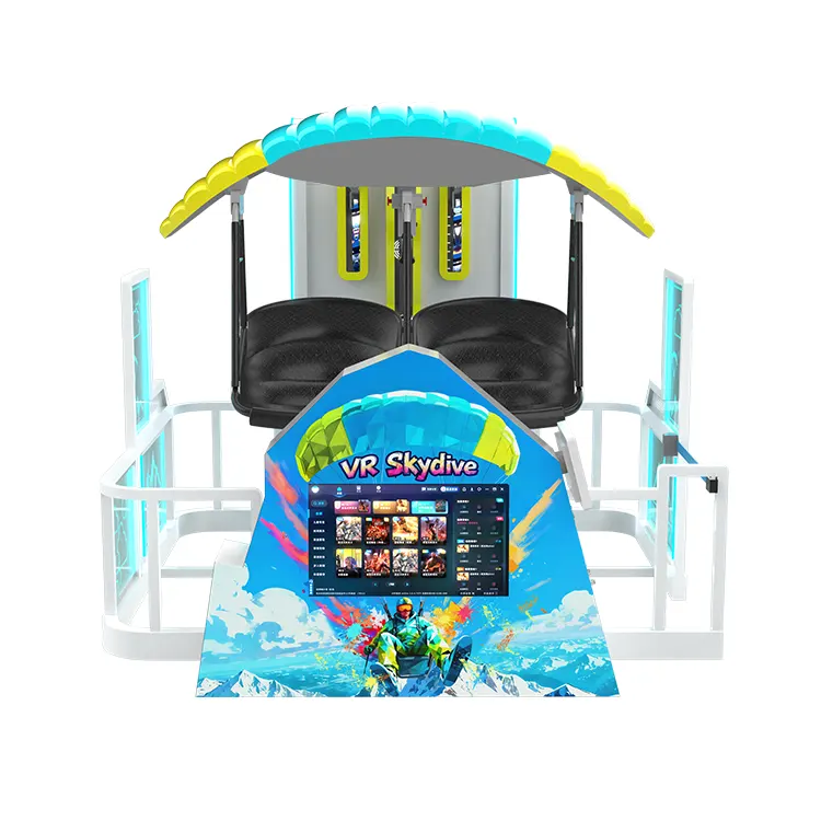 VR Skydive 9d virtual reality simulator full view in a commercial VR arcade